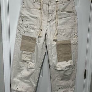 We The Free Beige Cargo Pants with Tan Accents